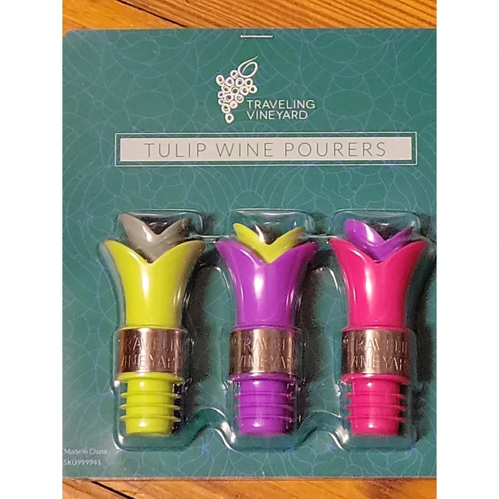 Wine stoppers pourers Traveling Vineyard Tulip set of 3 New in Package